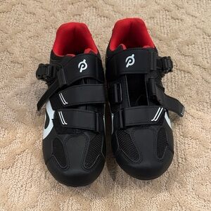 Peloton Men's Black Cycling Sneakers with Red Accents